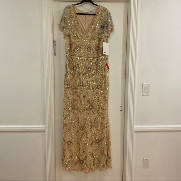 Mac Duggal | 10772 Embellished Ruffled Cap Sleeve V Neck Gown Size 20 NEW - Picture 5 of 10